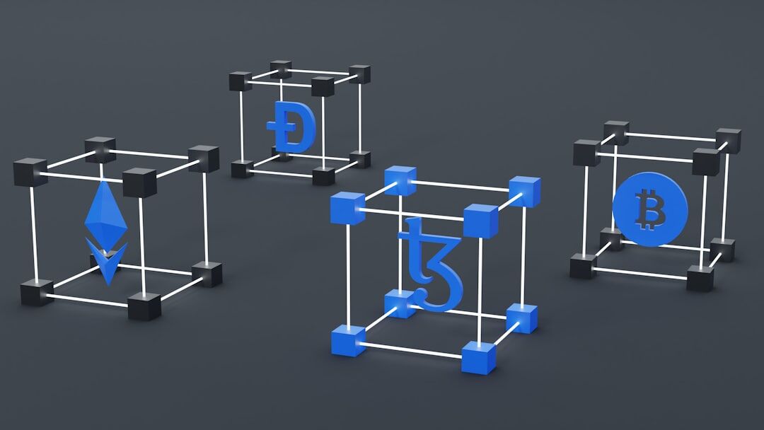 Blockchain technology concept with digital nodes and connections